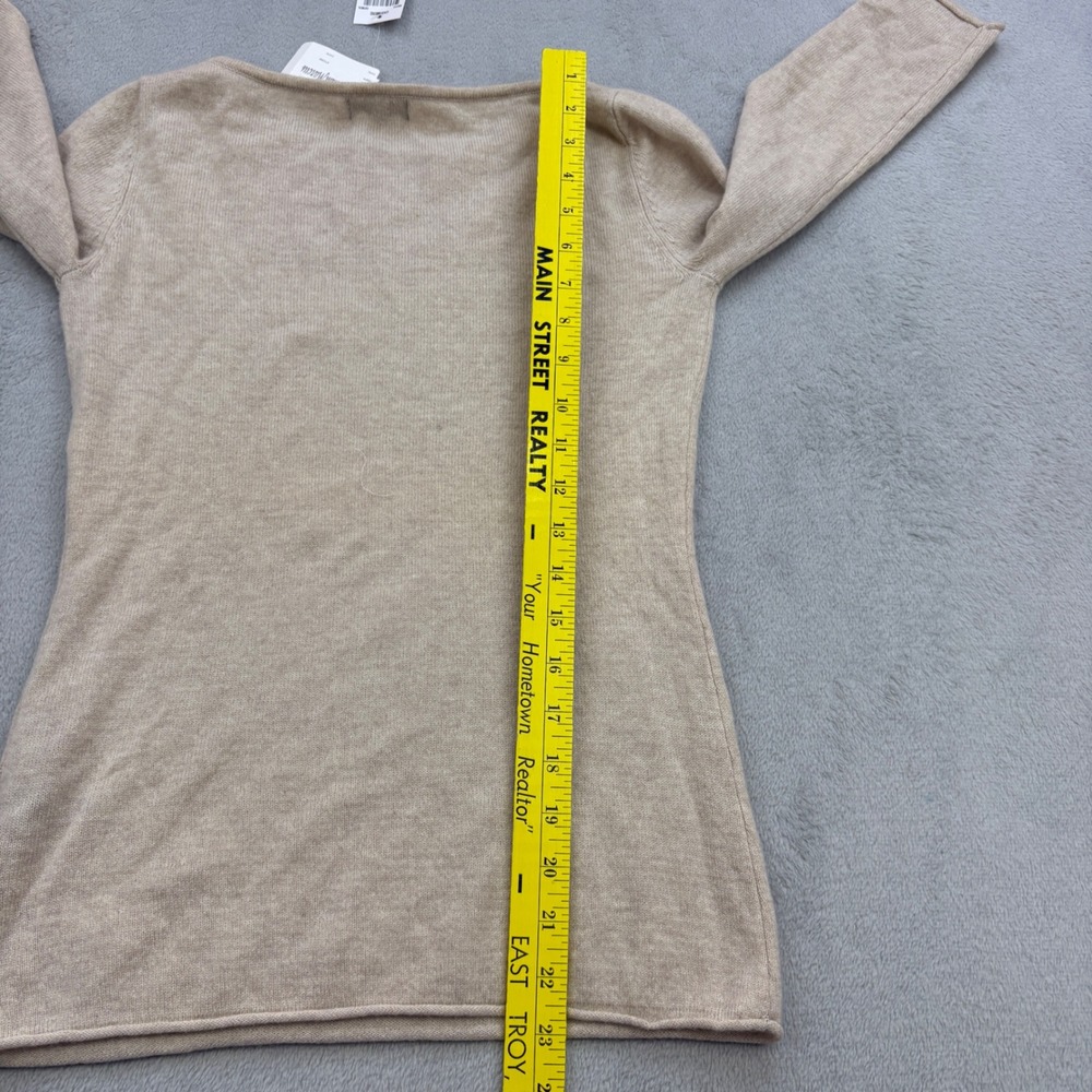 Neiman Marcus Sweater Womens XS NEW Beige Oatmeal Cashmere Boat Neck Minimalist - Picture 8 of 9